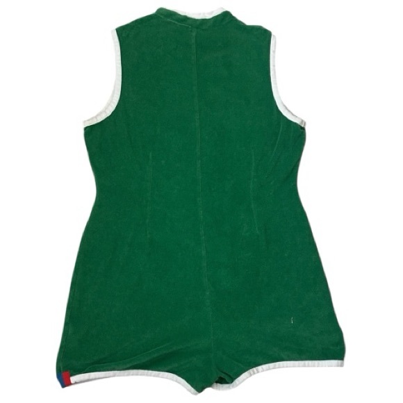 KULE Terry Cloth Retro zip Small Women’s emerald green Serena romper - Picture 2 of 7